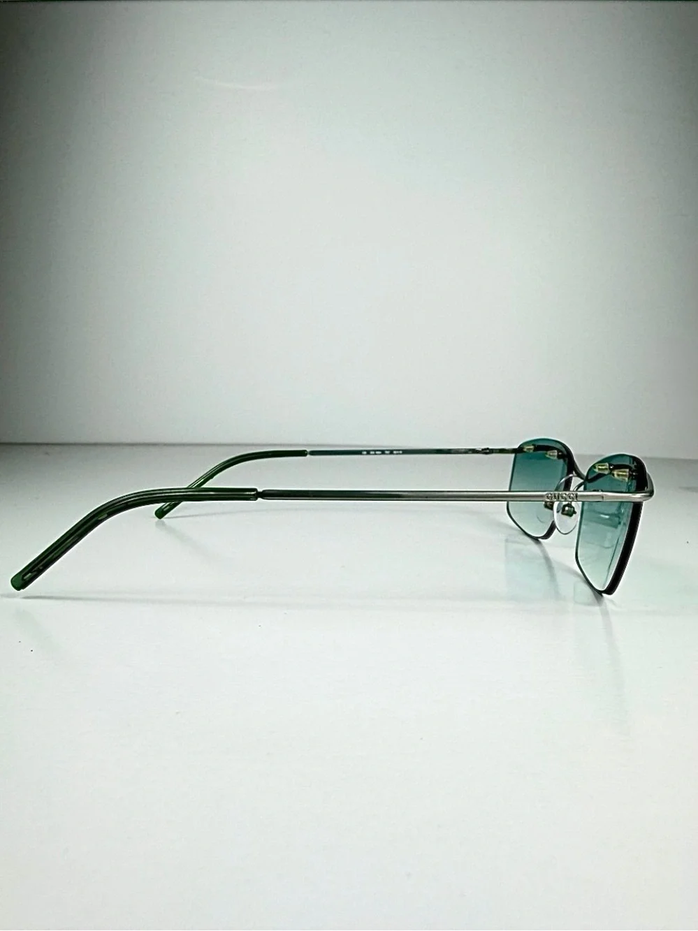 Gucci DeadStock Tom Ford Y2K Rimless Sunglasses GG 1654 T5T Teal Brow Bar Set